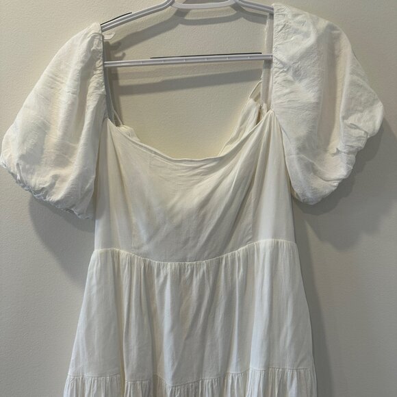 Lulus Favorite Cutie White Linen Lace-Up Midi Dress With Pockets Size Large - Picture 2 of 6